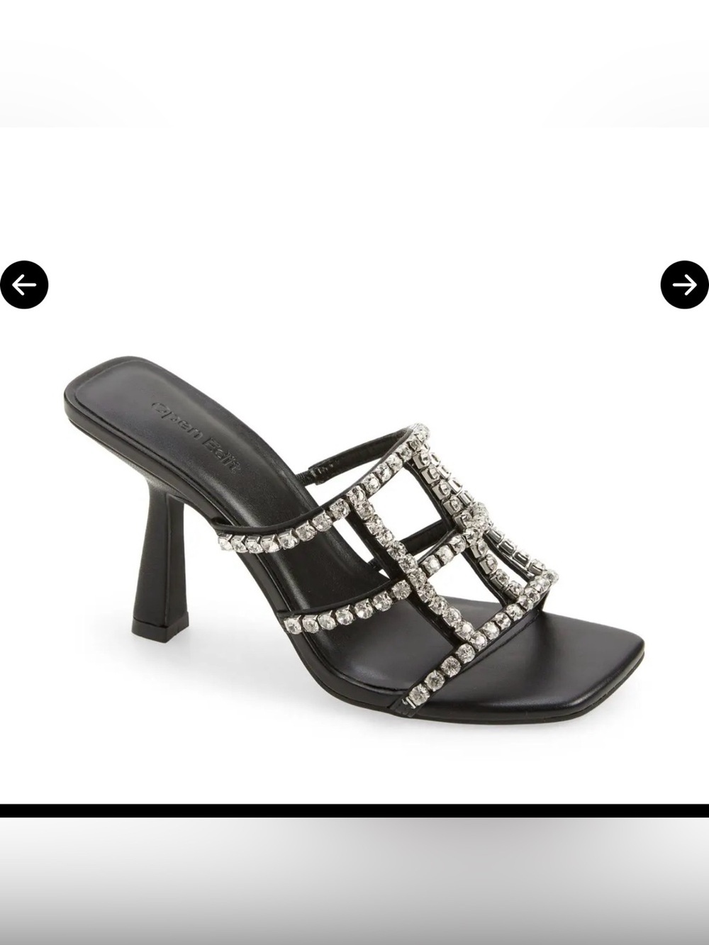Crystal-Strap Black High Heel Mule